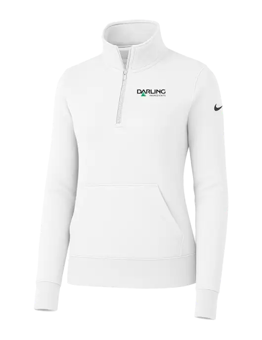 Nike Womens White Club Fleece Sleeve Swoosh 1/2-Zip w/Darling Ingredients Logo