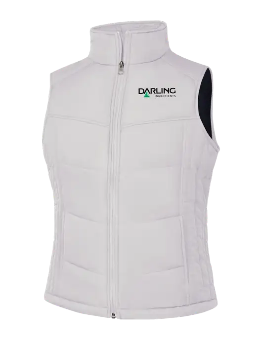 Womens White/Dark Slate Puffy Vest w/Darling Ingredients Logo