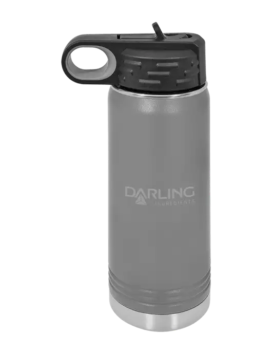 Polar Camel 20 oz Powder Coated Grey Vacuum Insulated Water Bottle w/Darling Ingredients Logo