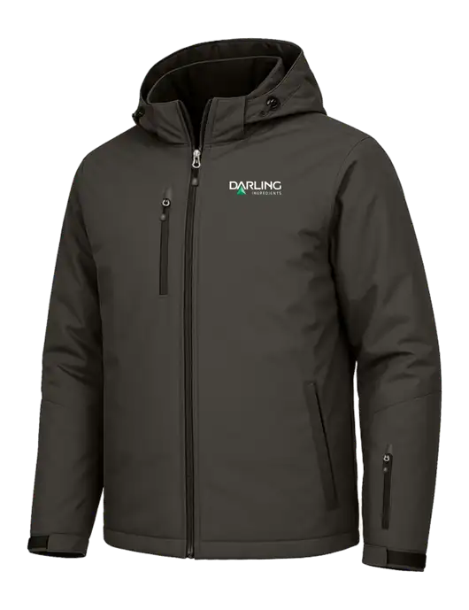 Cold Weather Vortex Dark Grey/ Black Waterproof 3-in-1 Jacket with Detachable Hood w/Darling Ingredients Logo, Darling Ingredients Logo