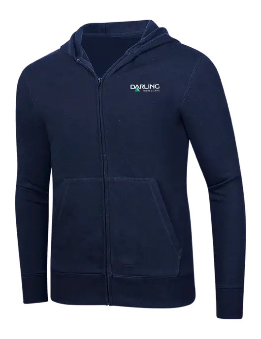 Full-Zip Navy Heavyweight Hooded Sweatshirt w/Darling Ingredients Logo