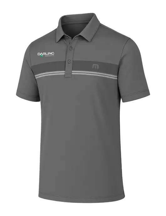 TravisMathew Medium Grey Glenview Stripe Polo w/Darling Ingredients Logo