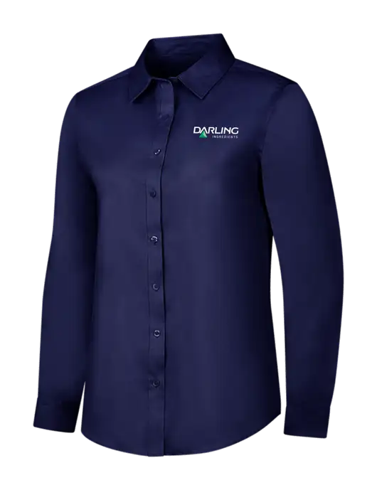 Navy Womens Long Sleeve Superpro React Twill Shirt w/Darling Ingredients Logo