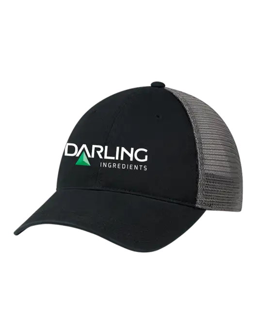 Richardson 111 Garment Washed Trucker Cap Black w/Charcoal Mesh w/Darling Ingredients Logo