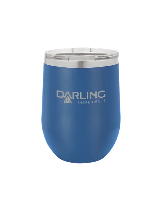 Polar Camel 12 oz Powder Coated Royal Vacuum Insulated Stemless Wine Tumbler w/Darling Ingredients Logo