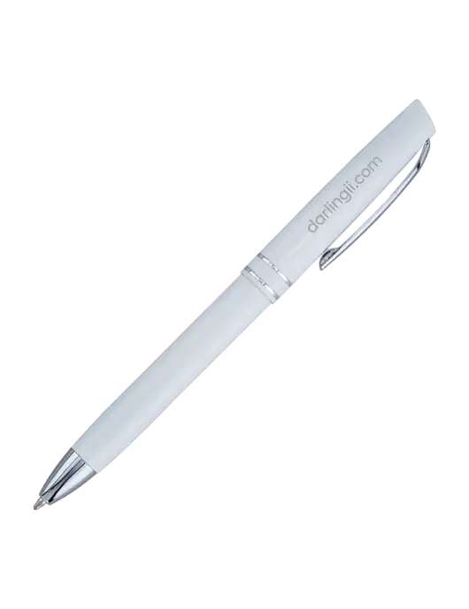 White Anguilla Black Ink Pen w/DI URL Logo, Darling Ingredients Logo