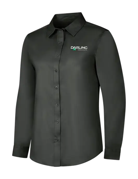 Dark Grey Womens Long Sleeve Superpro React Twill Shirt w/Darling Ingredients Logo
