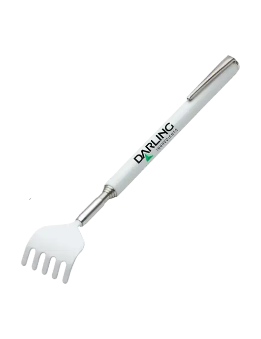 Telescopic White Back Scratcher w/Darling Ingredients Logo