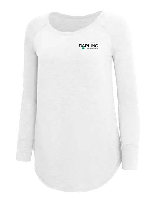 Womens Perfect Wide Collar Tunic Tri-Blend White 4.5 oz T-Shirt w/Darling Ingredients Logo