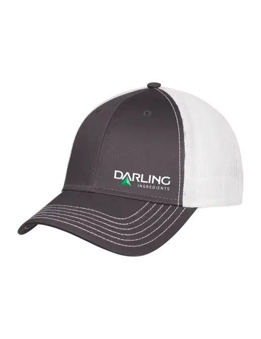 Dark Grey/White Mesh Trucker Cap Snap Back w/Darling Ingredients Logo