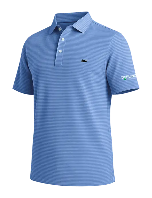 Vineyard Vines Bradley Light Royal Blue Stripe Sankaty Polo w/Darling Ingredients Logo