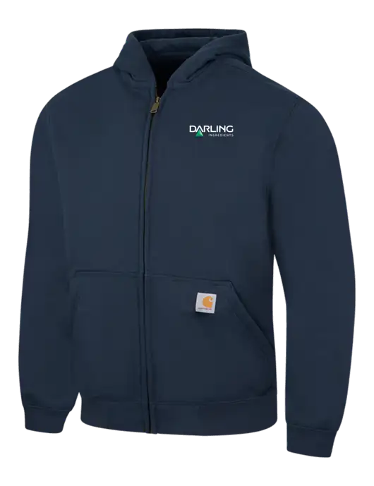 Carhartt Navy Rain Defender Paxton Heavyweight Hooded Zip-Front Sweatshirt w/Darling Ingredients Logo