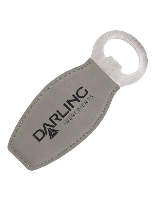 Grey Leatherette Bottle Opener with Magnet w/Darling Ingredients Logo