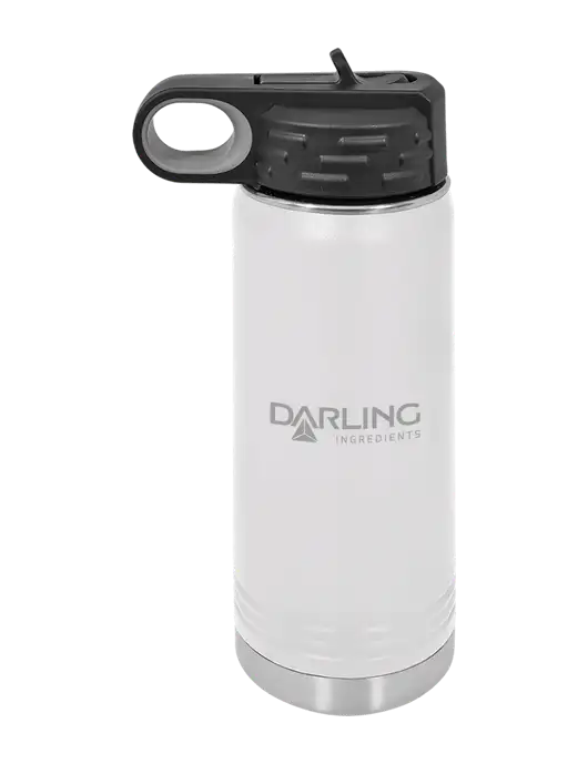 Polar Camel 20 oz Powder Coated White Vacuum Insulated Water Bottle w/Darling Ingredients Logo