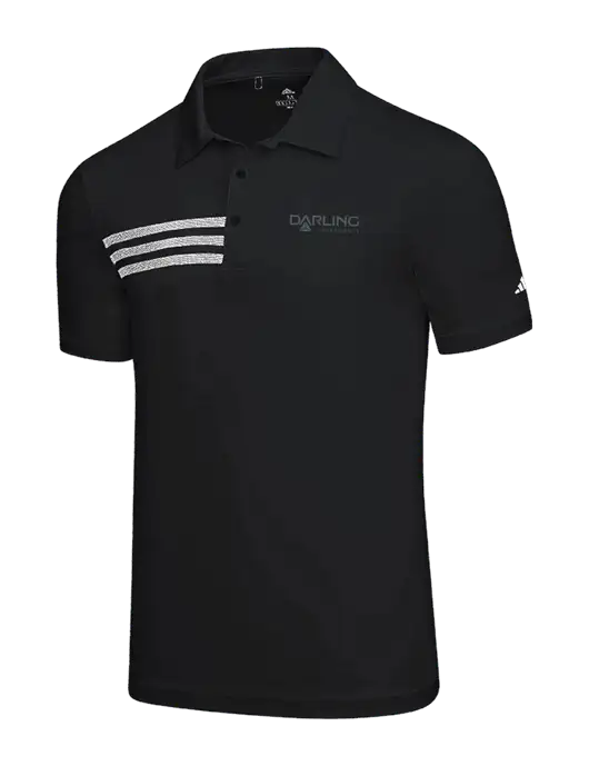 Adidas Black 3 Stripes Chest Polo w/Darling Ingredients Logo
