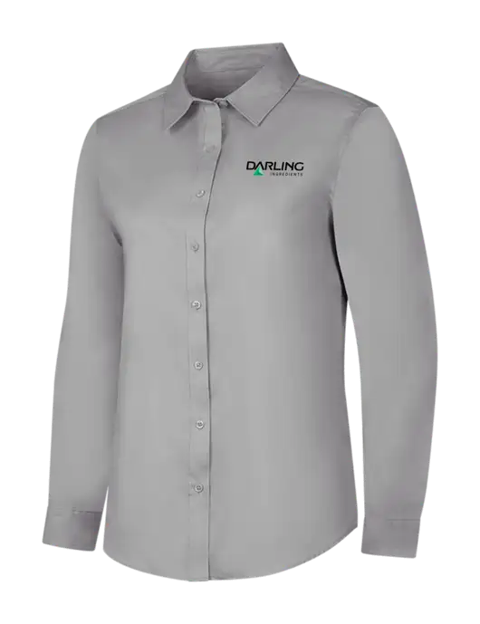 Light Grey Womens Long Sleeve Superpro React Twill Shirt w/Darling Ingredients Logo