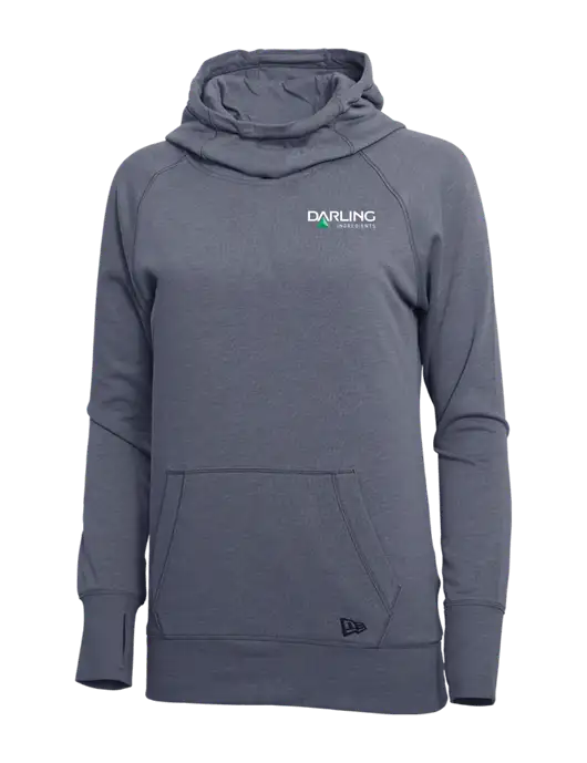 New Era True Navy Heather Womens Tri-Blend Fleece Pullover Hoodie w/Darling Ingredients Logo