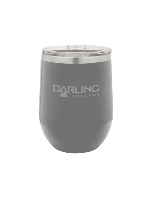Polar Camel 12 oz Powder Coated Grey Vacuum Insulated Stemless Wine Tumbler w/Darling Ingredients Logo