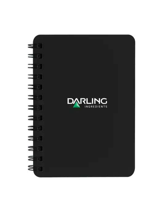 Sturdy Black Hardcover Notebook, 5.25 x 7 w/Darling Ingredients Logo