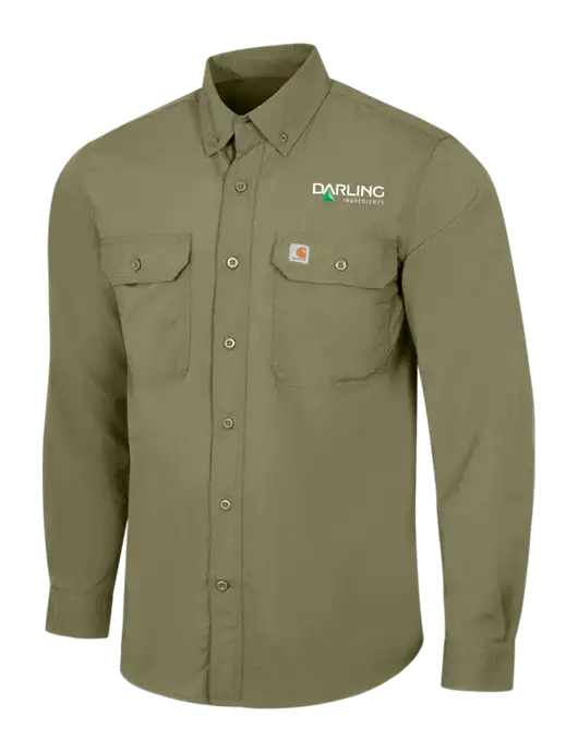 Carhartt Force Olive Green Solid Long Sleeve Shirt w/Darling Ingredients Logo