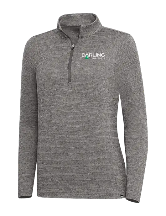 TravisMathew Medium Grey Heather Womens Crestview 1/4 Zip w/Darling Ingredients Logo