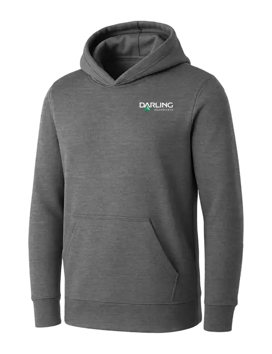 Womens Medium Grey Heather Core Fleece Pullover Hooded Sweatshirt w/Darling Ingredients Logo