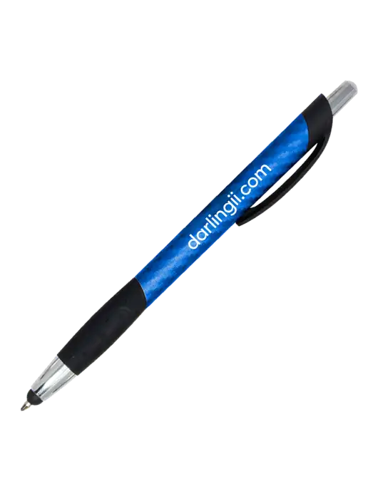 Sunray Blue Stylus Pen - Black Ink w/DI URL Logo, Darling Ingredients Logo