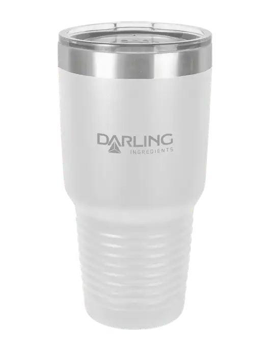 Polar Camel 30 oz Powder Coated White Vacuum Insulated Tumbler  w/Darling Ingredients Logo