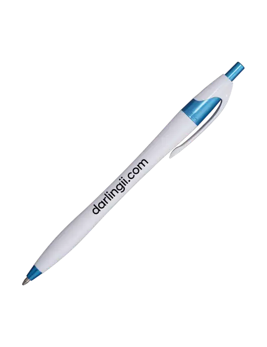Novella White/Blue Shimmer Pen - Blue Ink w/DI URL Logo, Darling Ingredients Logo