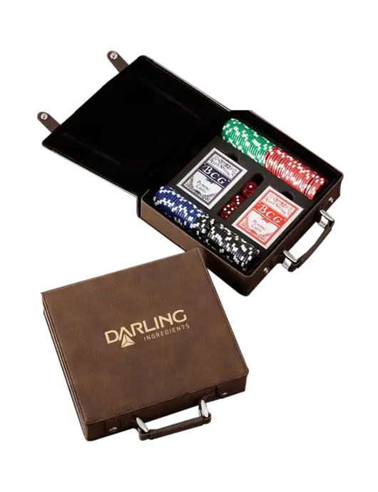 Rustic Leatherette 100 Chip Poker Set w/Darling Ingredients Logo