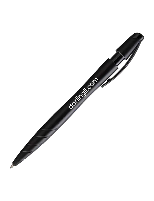 Awali Black Metallic Pen - Black Ink w/DI URL Logo, Darling Ingredients Logo
