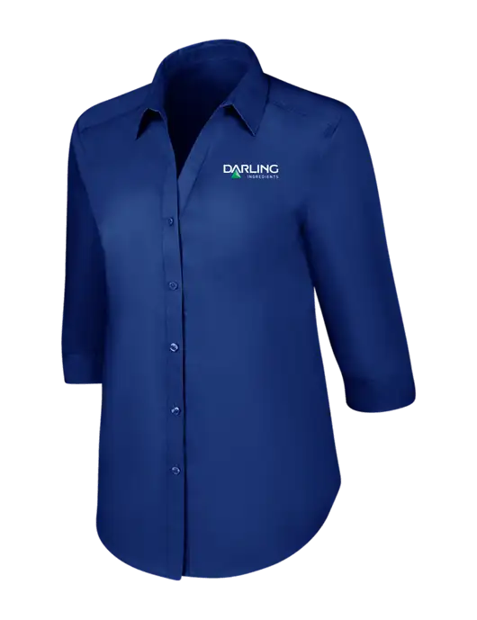 Womens Royal 3/4 Sleeve Carefree Poplin Shirt w/Darling Ingredients Logo