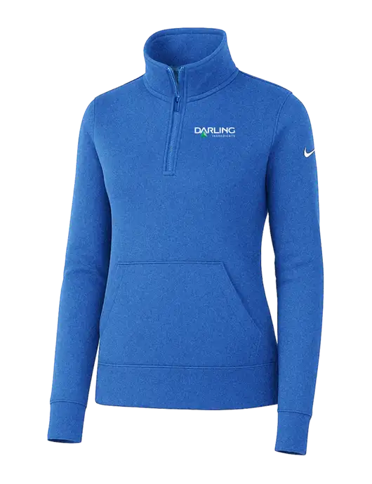 Nike Womens Light Royal Heather Club Fleece Sleeve Swoosh 1/2-Zip w/Darling Ingredients Logo