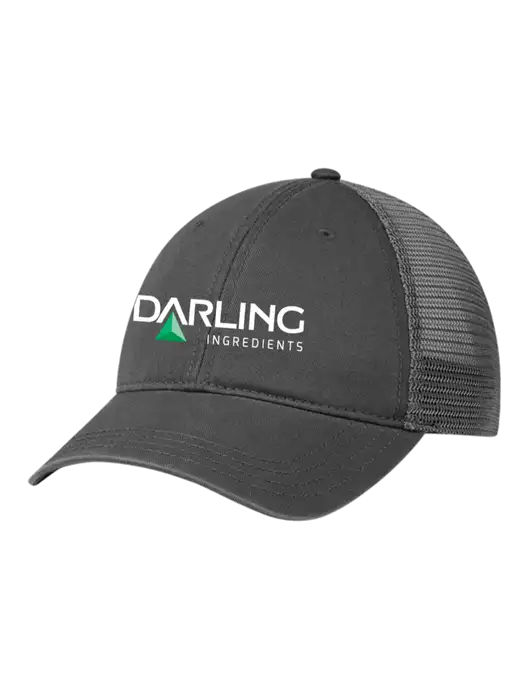 Richardson 111 Garment Washed Trucker Cap Charcoal w/Charcoal Mesh w/Darling Ingredients Logo