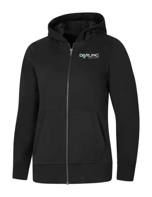 Womens Black Re-Fleece Full-Zip Hoodie w/Darling Ingredients Logo