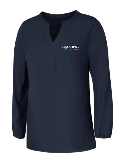 Mercer+Mettle Womens Navy Stretch Crepe 3/4 Sleeve Blouse w/Darling Ingredients Logo