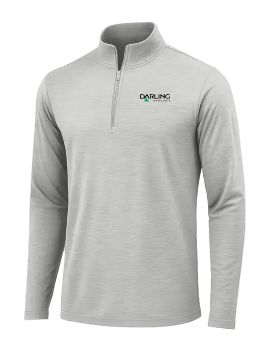 Light Grey Heather Posicharge Tri-Blend Wicking 1/4 Zip Pullover w/Darling Ingredients Logo
