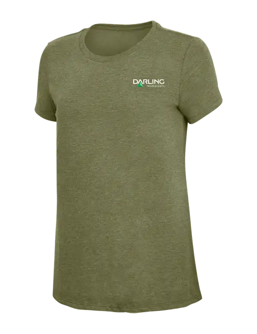 Womens Simply Soft Military Green Frost 4.5oz Poly/Combed Ring Spun Cotton T-Shirt
 w/Darling Ingredients Logo