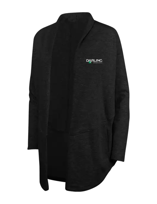 Deep Black/Charcoal Heather Womens Interlock Cardigan w/Darling Ingredients Logo