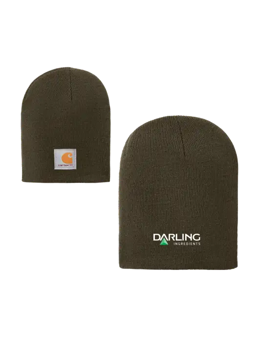Carhartt Dark Olive Green Acrylic Knit Hat w/Darling Ingredients Logo
