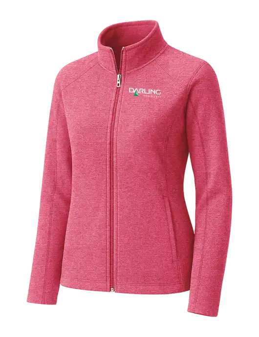 Fuchsia Heather Womens Heather Microfleece Full-Zip Jacket w/Darling Ingredients Logo