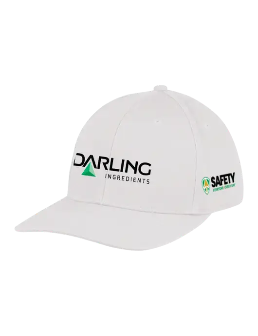 Premium Modern Structured Twill White Snapback Cap w/Darling Ingredients Logo, Safety Logo