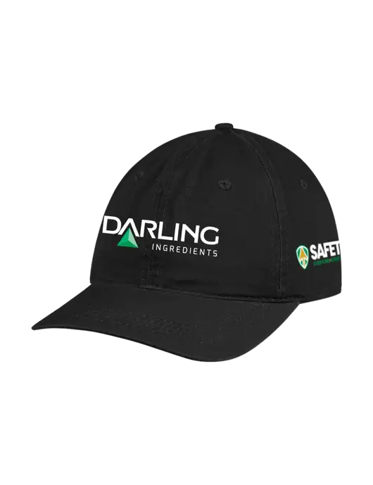 Garment Washed Unstructured Twill Black Cap w/Darling Ingredients Logo, Safety Logo