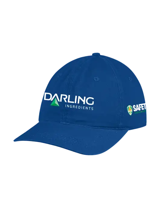 Garment Washed Unstructured Twill Royal Cap w/Darling Ingredients Logo, Safety Logo