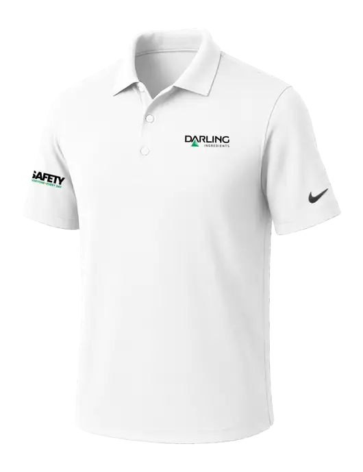 NIKE White Dri-Fit Micro Pique Polo w/Darling Ingredients Logo, Safety Logo