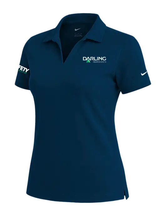 NIKE Navy Womens Dri-Fit Micro Pique Polo w/Darling Ingredients Logo, Safety Logo