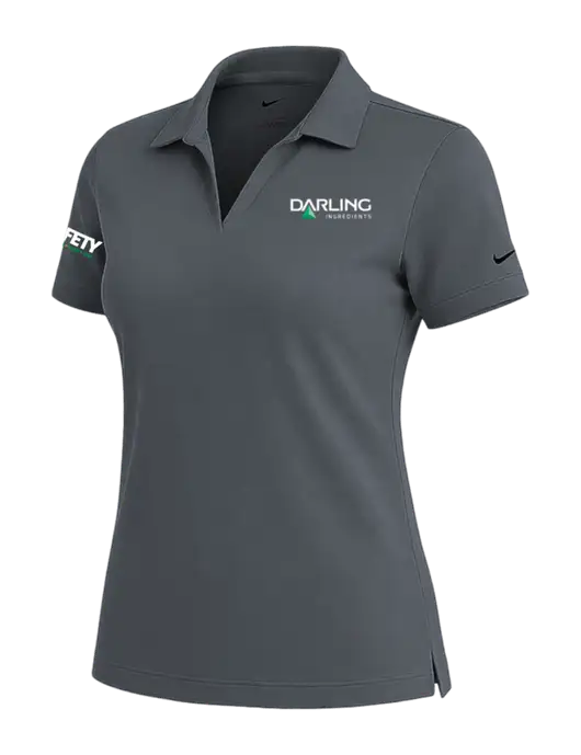 NIKE Dark Grey Womens Dri-Fit Micro Pique Polo w/Darling Ingredients Logo, Safety Logo