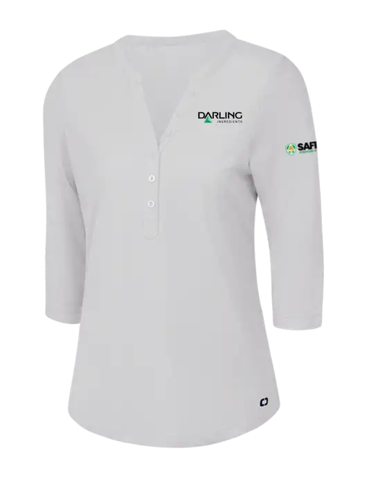 OGIO Bright White Jewel Henley w/Darling Ingredients Logo, Safety Logo