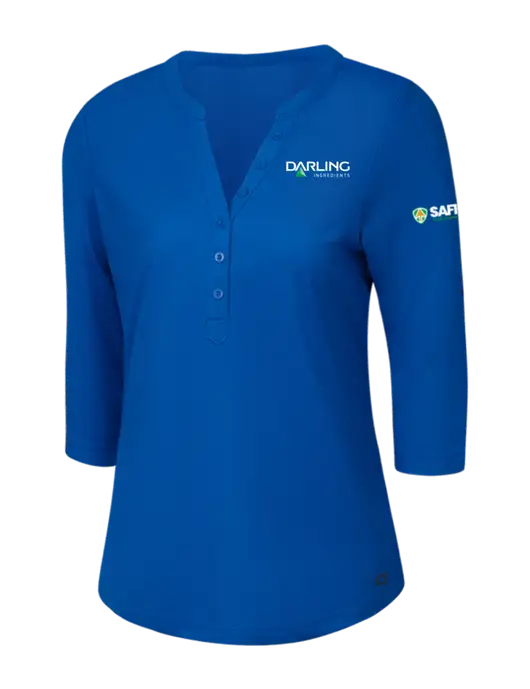OGIO Royal Blue Jewel Henley w/Darling Ingredients Logo, Safety Logo