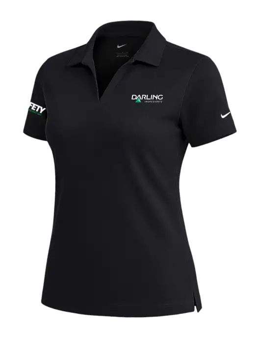 NIKE Black Womens Dri-Fit Micro Pique Polo w/Darling Ingredients Logo, Safety Logo